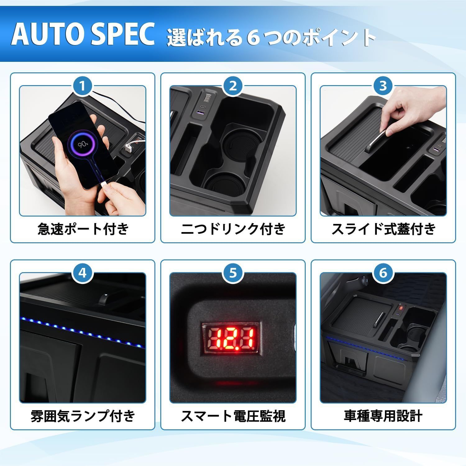 ホンダ N-BOX nboxカスタム センターテーブル ドリンクテーブル ゴミ箱 中央コンソールボックス 雰囲気ランプ付き ロアボックス USB電源 BRIGHTFACE_UK