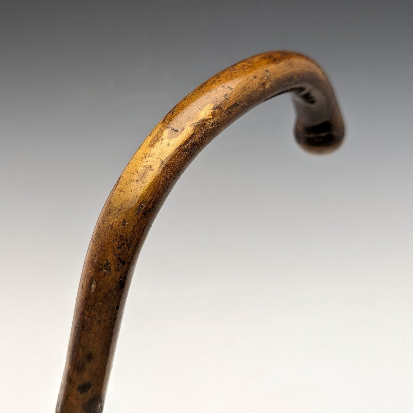 1919年 英国アンティーク 紳士用ステッキ 杖 純銀装飾 曲がりハンドル 88cm