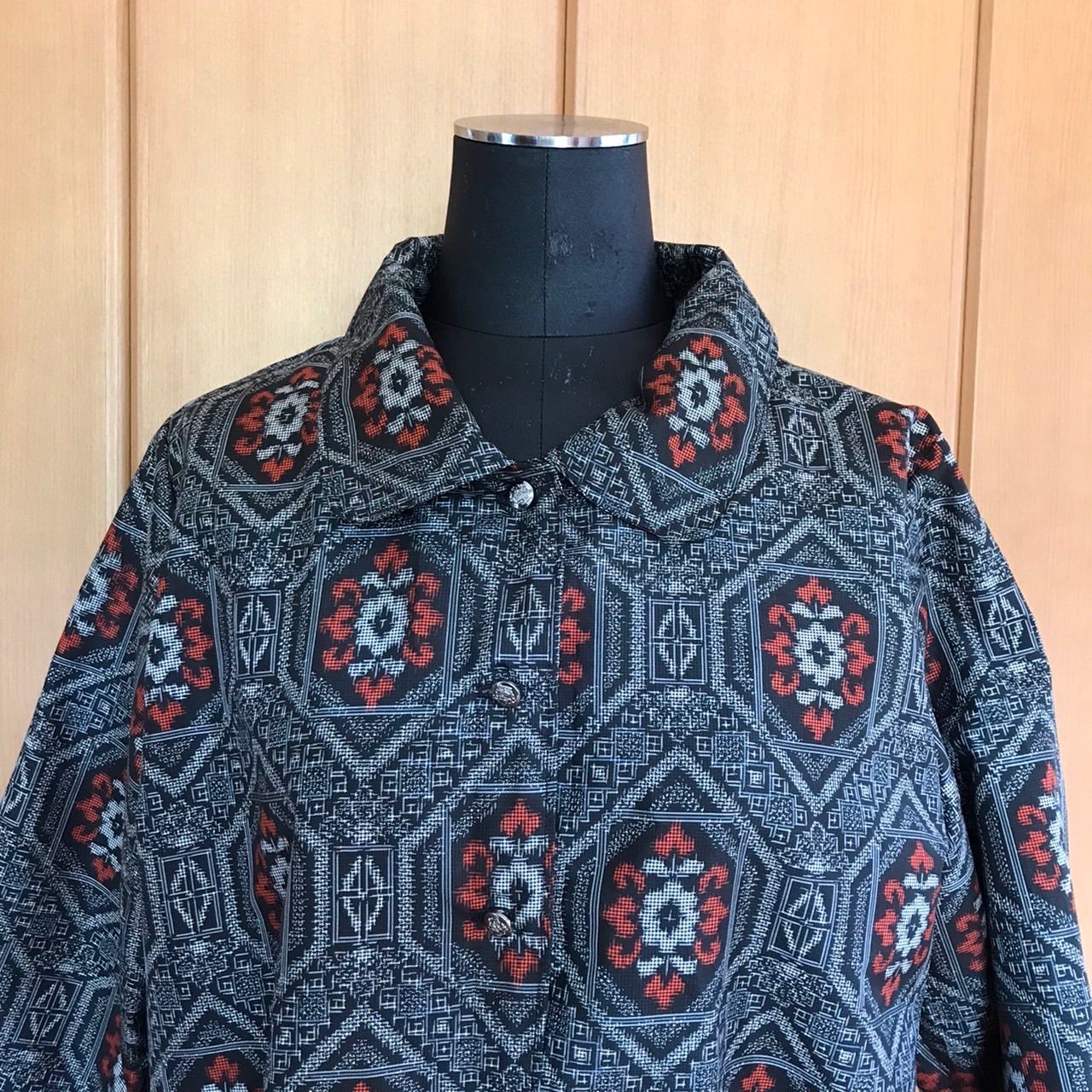 着物リメイク　大島紬丸襟シャツワンピース 着物リメイク 大島紬丸襟シャツワンピース