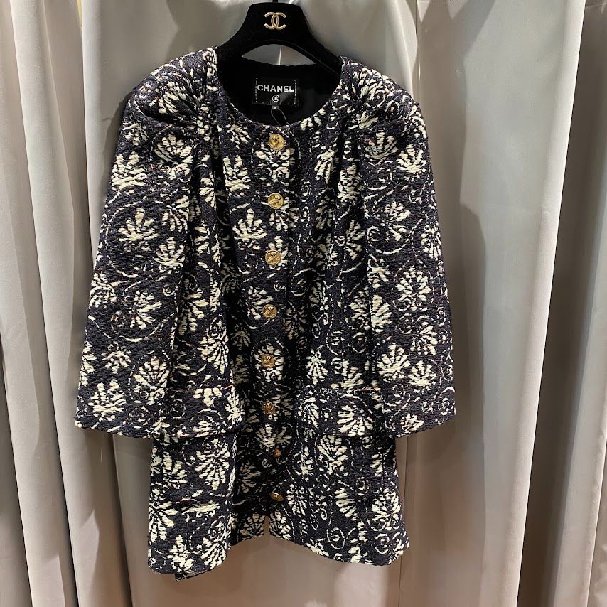 CHANEL ノーカラージャケット 36 ネイビー CHANEL ノーカラージャケット 36 ネイビー