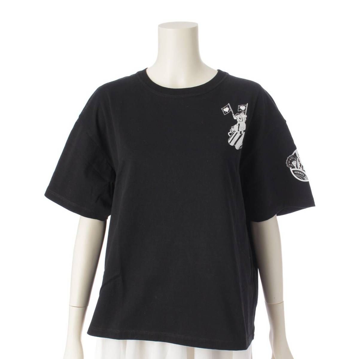 売り切り価格❗️エルメス♡フォーブルレインボー♡tシャツ♡38♡美品 エルメス フォーブルレインボー コットン Tシャツ ブラック