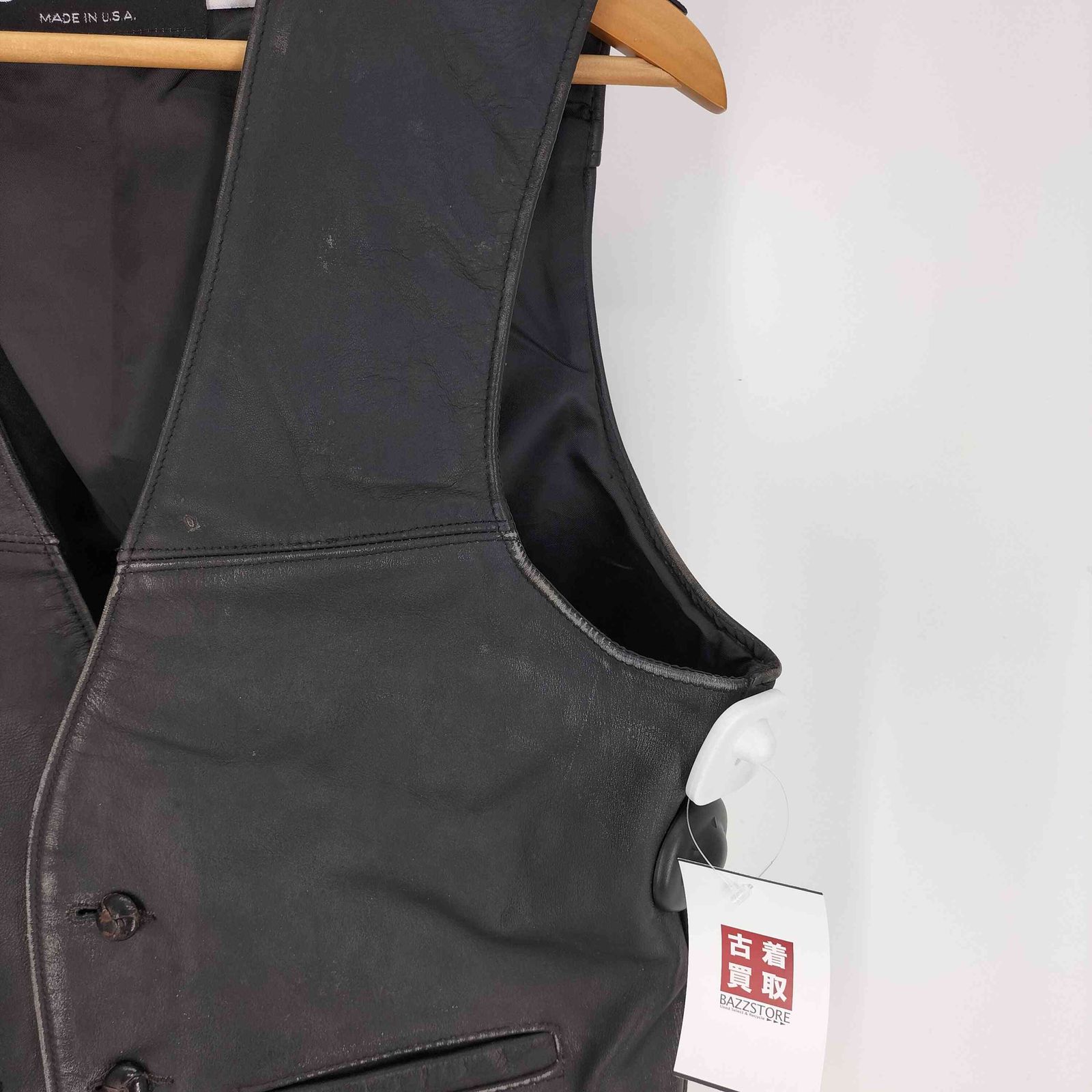 定番人気 Schott ショット レザーベスト USA製 くるみボタン ブラック 黒