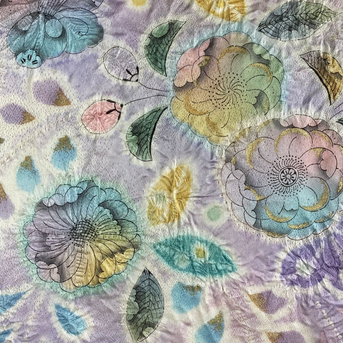 振袖 身丈161.5cm 裄丈67cm M 袷 落款 辻ヶ花 銀通し 金彩 薄紫 正絹  