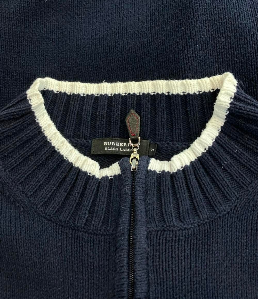 BURBERRY BLACK LABEL ニットジップアップ メンズ バーバリーブラックレーベル カシミア混 ジップ ニット