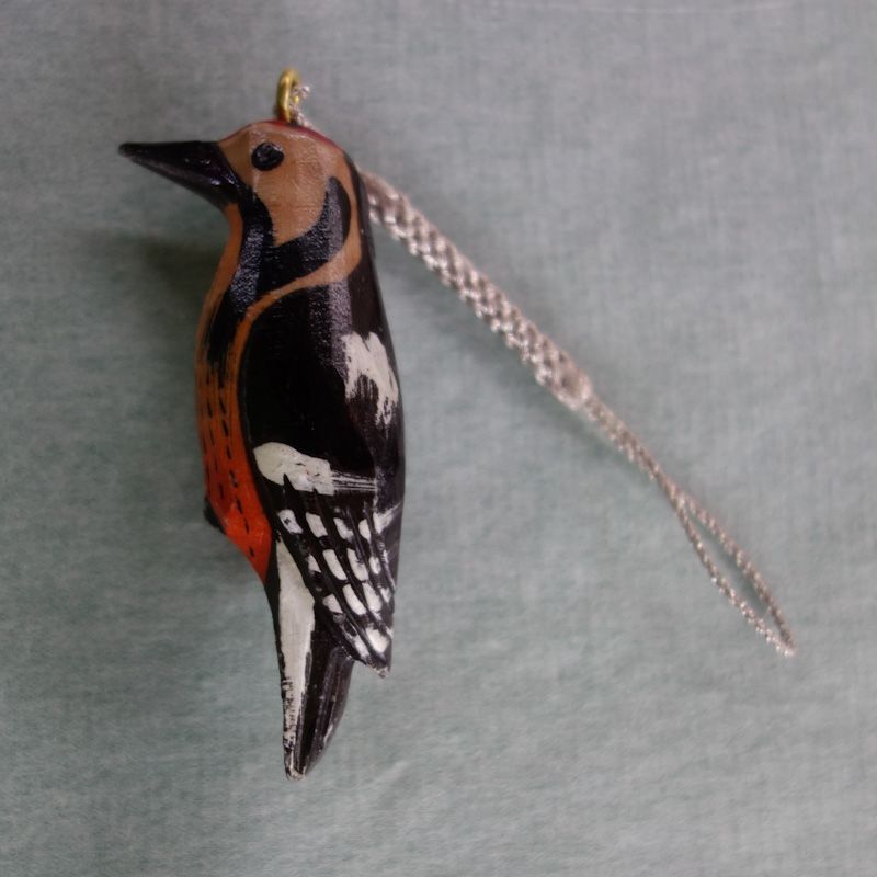 木彫りの野鳥の根付（ストラップ） アカゲラ - メルカリ