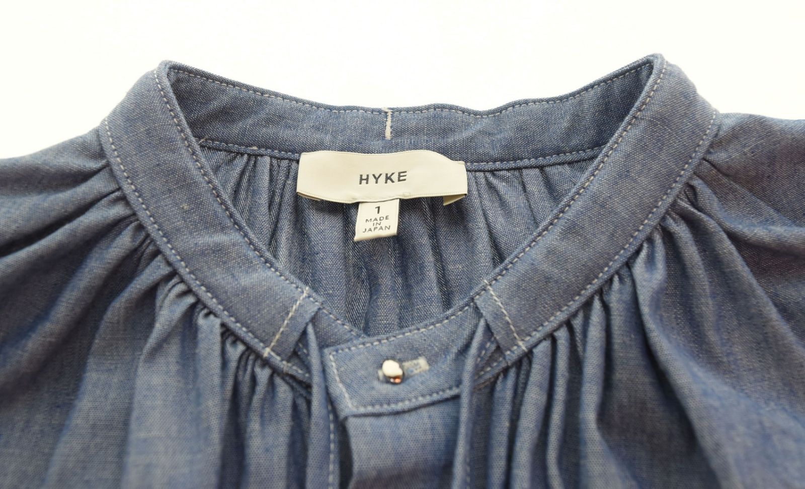 美品 ハイク GATHERED DRESS ギャザードレス ワンピース ブルー ハイク HYKE CHAMBRAY GATHERED DRESS シャンブレー ギャザー