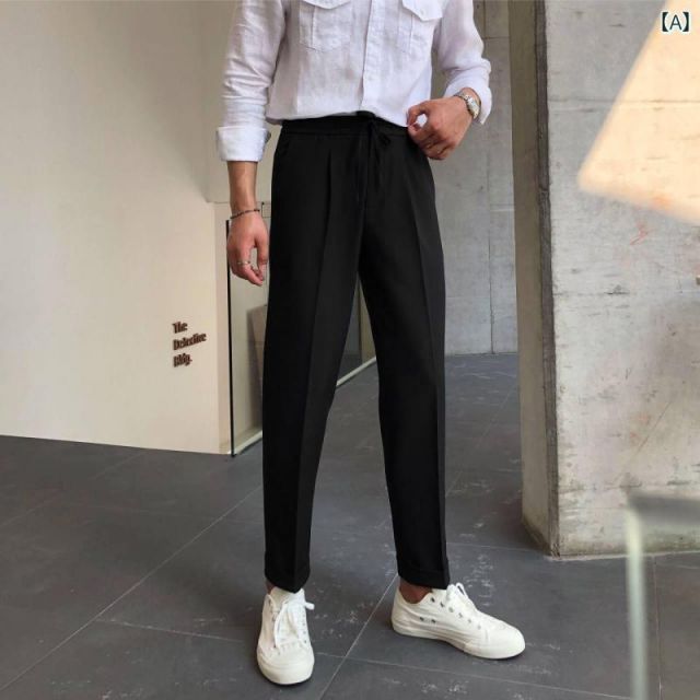 36 メンズ ファッション 服 男性用 オシャレ シンプル 大人 かっこいい 大きいサイズ ストリート 紳士服 夏 ストレート パンツ 韓国 スタイル ドレープ 伸縮性 ストレッチ カジュアル パンツ 通勤 パンツ