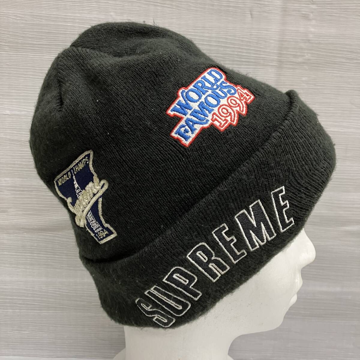 Supreme×New Era シュプリーム×ニューエラ Championship Beanie ニット帽 刺繍ワッペン ブラック