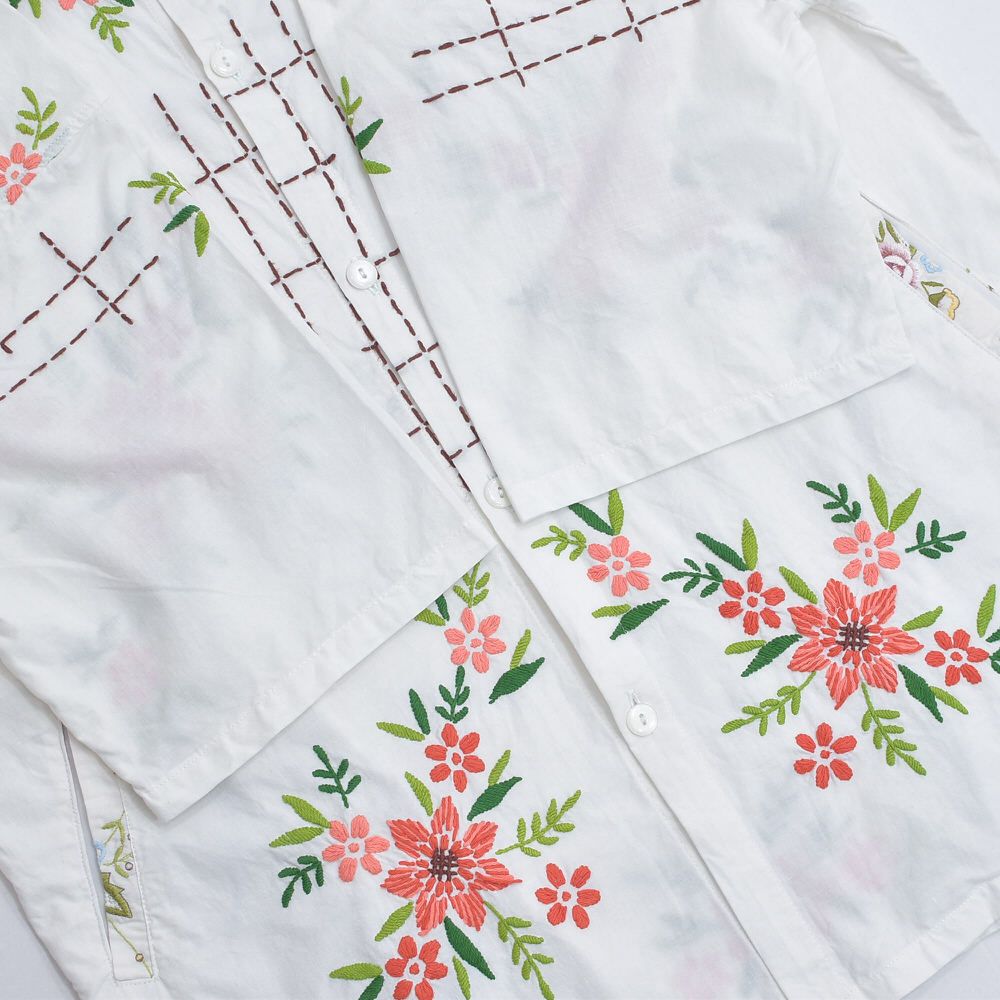 Remakeリメイク 再構築 パッチワーク&フラワー刺繍 デザイン コットン  