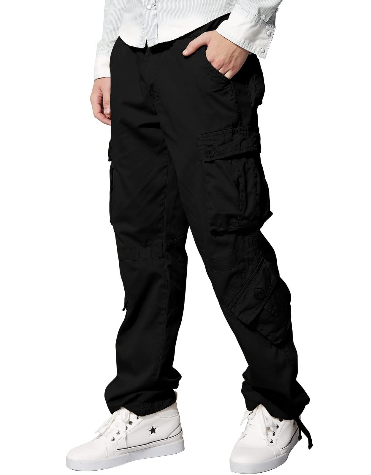 Color ブラック_Size 4XL Match マッチ カーゴパンツ メンズ ミリタリーパンツ 迷彩 ワークパンツ ８ポケット 大きいサイズ 3357 4XL|40 ブラック