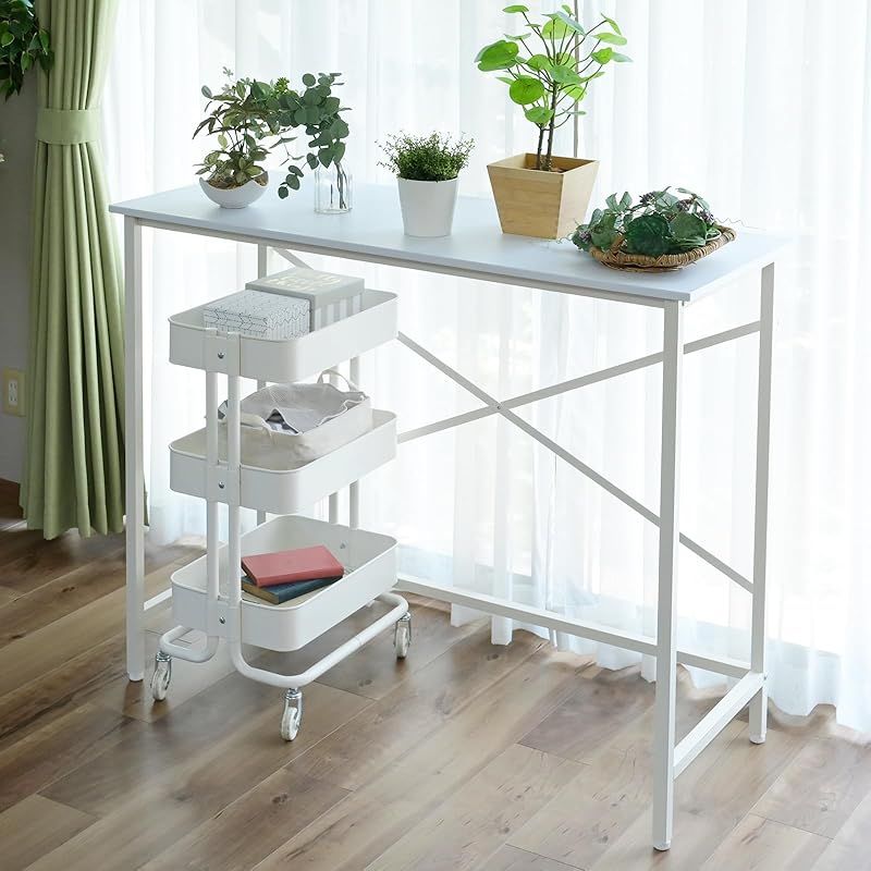 [山善] デスク スタンディングデスク 幅120×奥行48×高さ100cm 耐荷重60 机 パソコンデスク 学習机 高さ固定 組立品 ホワイト FSD-1248(WH) 1