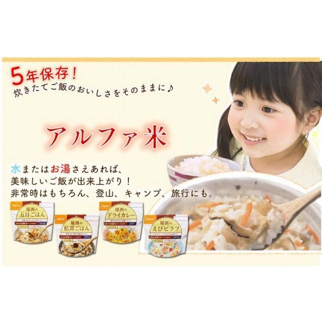 公式 非常食セット 2人用3日分 18食セット アルファ米6種類12個-尾西のパン3種類6個 D