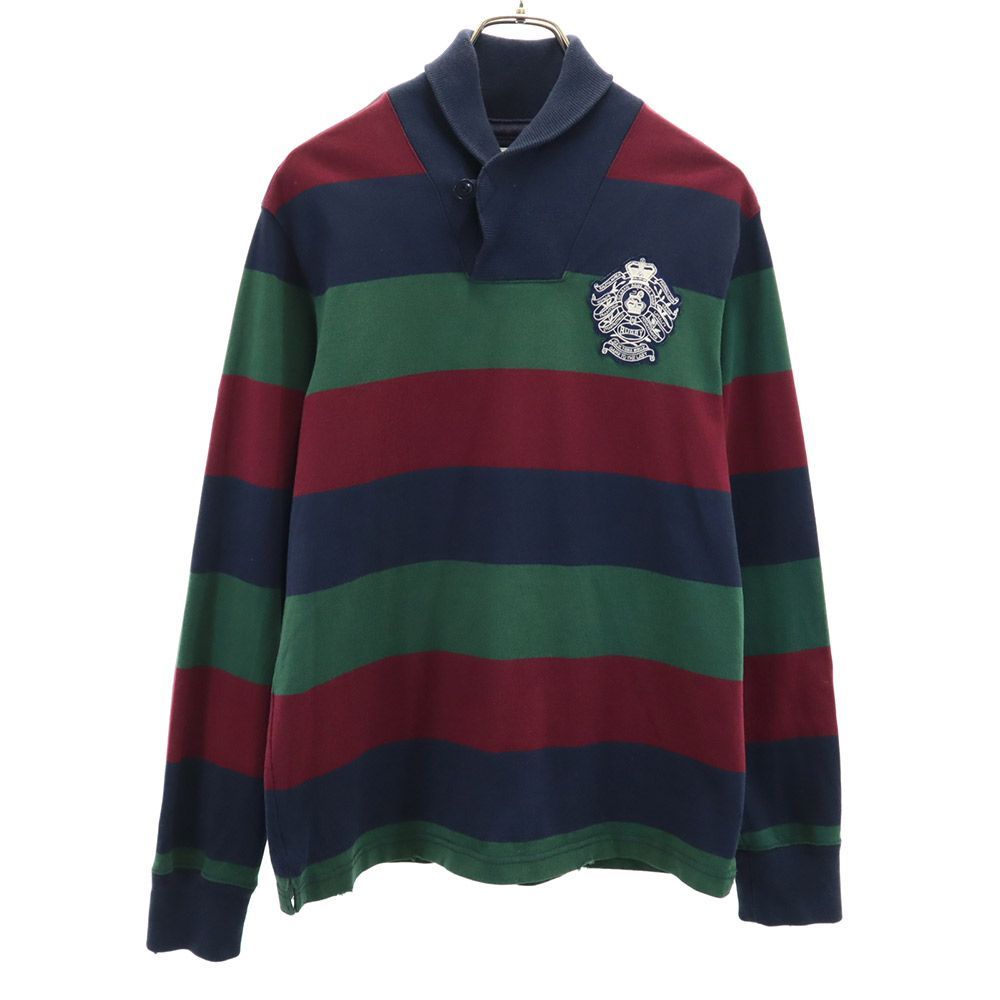 ラグビーラルフローレン ボーダー 長袖 ポロシャツ M RUGBY RALPH LAUREN メンズ 古着 【240223】