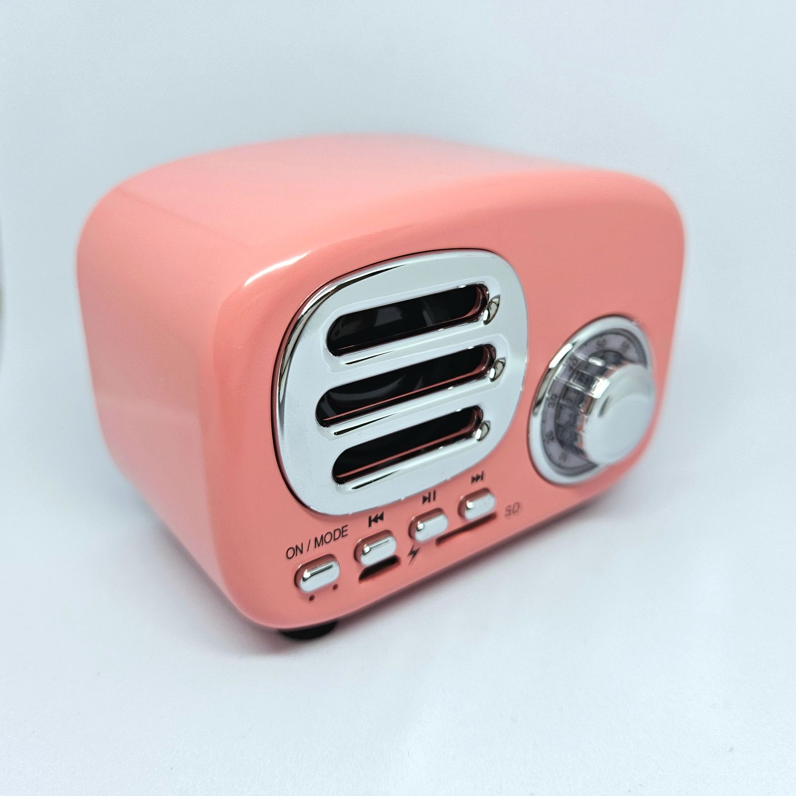 新品、未使用】レトロ風Bluetoothスピーカー「ピンク」 - メルカリ