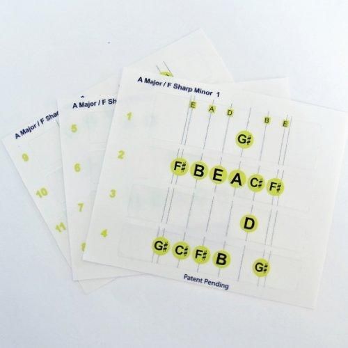 Fret Daddy スケール教則シール エレキ|アコースティックギター用 メジャースケール Aスケール