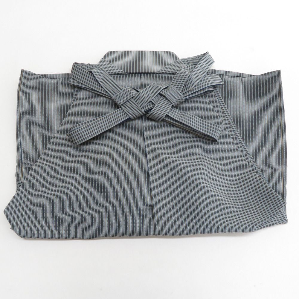 袴 男性用 人間国宝 甲田綏郎 精好仙台平 馬乗り袴 絹 紐下約81 cm 紺色x黄色 男物はかま 仕立て上がり