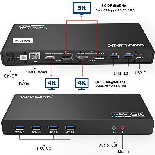 USB C 4K HDMI/5K DP WAVLINK ユニバーサルUSB C ウルトラ5K