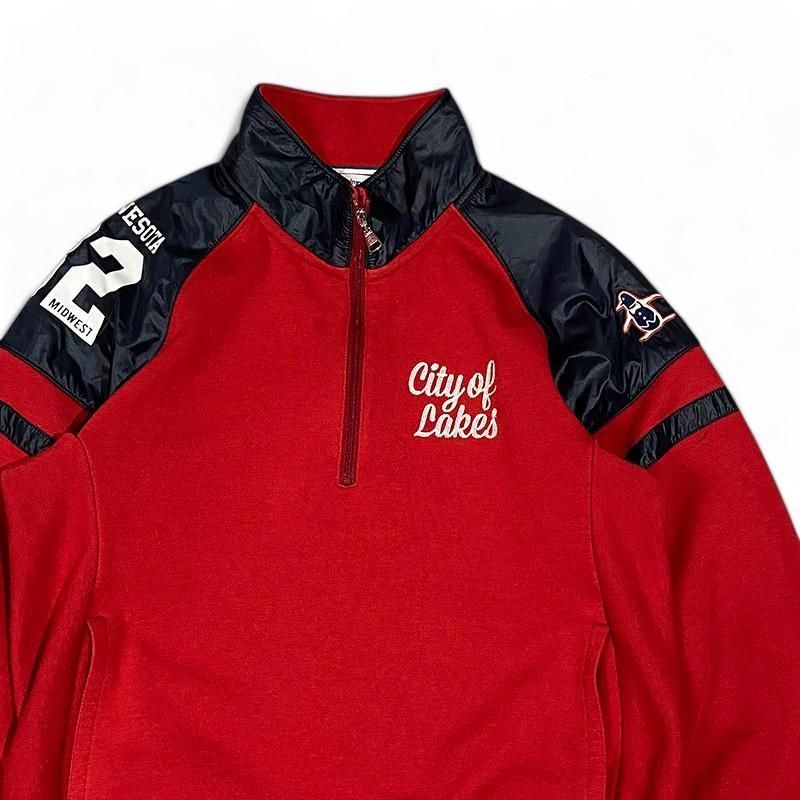 マンシングウェア 裏起毛 ハーフジップ スウェットトレーナー レッド M