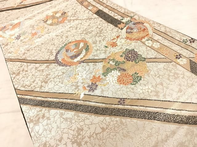 平和屋着物◎六通柄袋帯 唐織 鳳凰花文 金糸 正絹 逸品