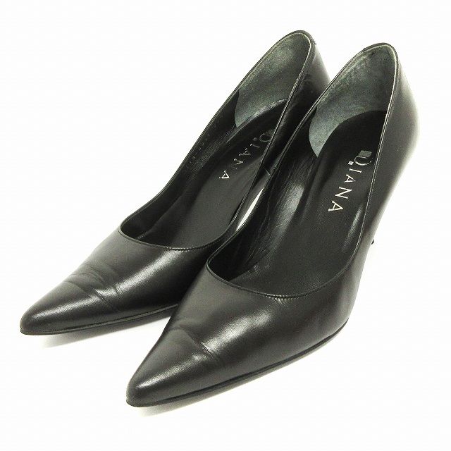 DIANA - 【美品】 ダイアナ DIANA 黒 レザー ポインテッドトゥ
