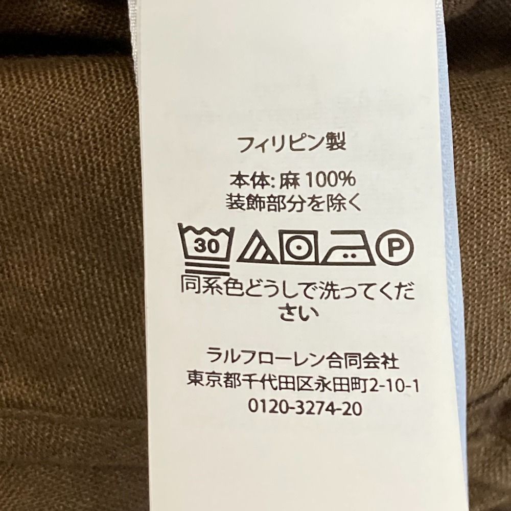 美品 Polo by Ralph Lauren ポロバイラルフローレン 長袖 リネンシャツ 160/84A ブラウン レディース 古着 中古 美品 Polo by Ralph Lauren ポロバイラルフローレン 長袖 リネン