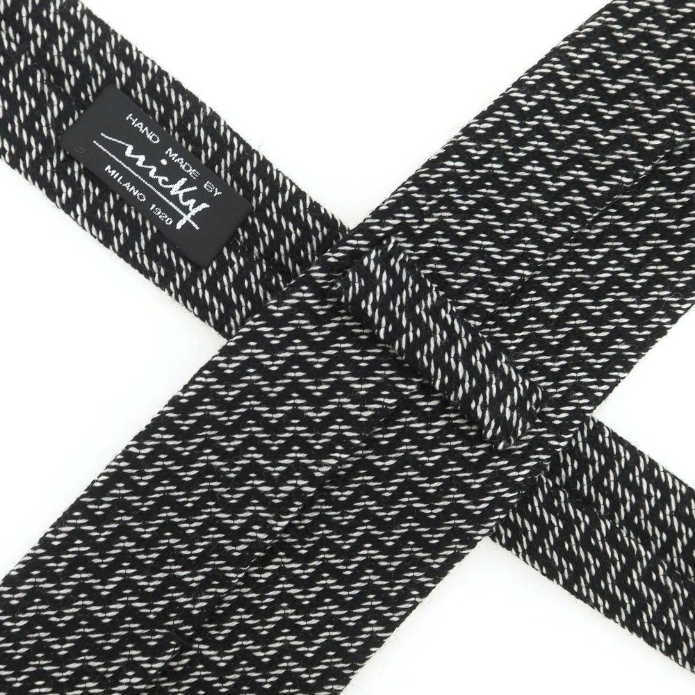 【ぜひ、お見逃しなく】 ニッキー nicky ウールシルク ヘリンボーン柄ネクタイ ブラックxホワイト メンズ 今がお得！