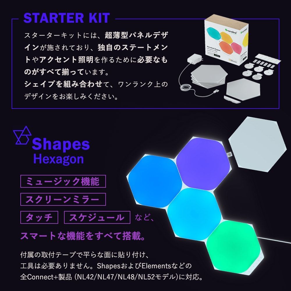 Nanoleaf Shapes Hexagon 5枚入り スターターパック スマートライト