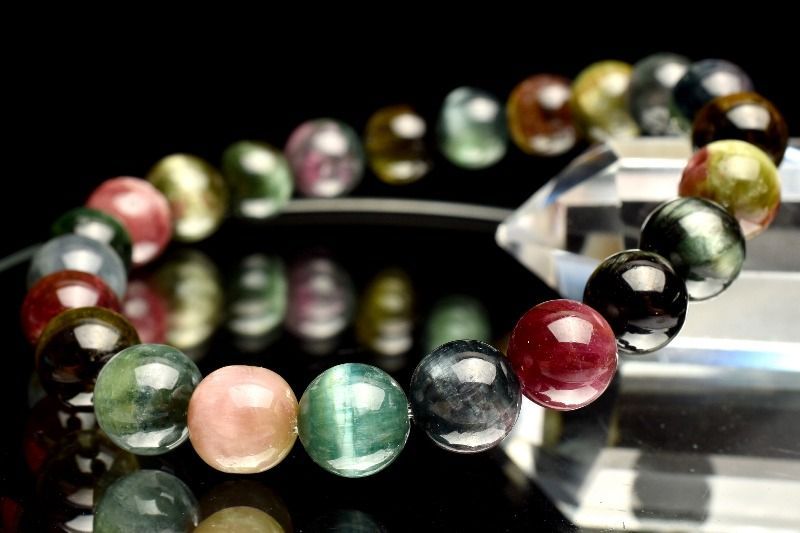 １点物 AAA キャッツアイ効果 トルマリン 8mm ブレスレット _MA3382