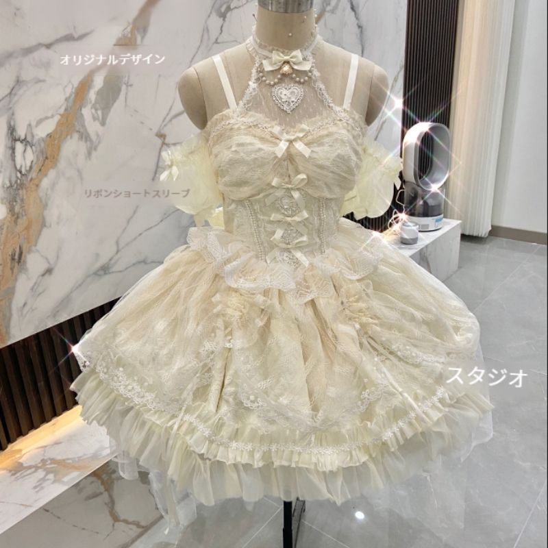 ♥ オリジナルデザイン ロリータ 花嫁 ドレス 豪華ウェディングドレス 長袖オプションあり 優雅な宮廷風 レース装飾 撮影会 イベント用 コスプレ衣装