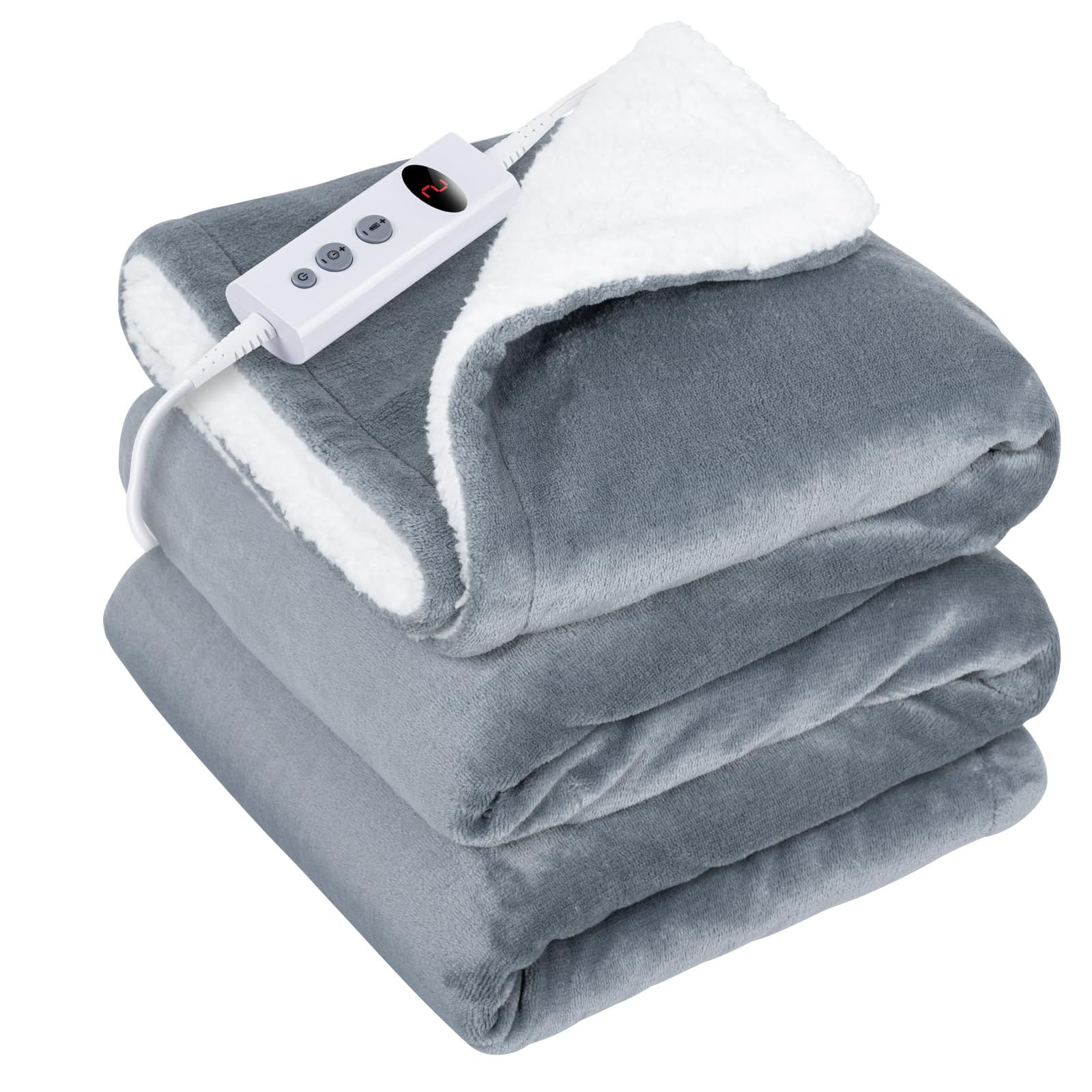 電気毛布 敷き 掛け 電気膝掛け 電気ブランケット 200×140cm大きめ-掛け敷き兼用 ダブルサイズ 大きい 厚手 暖かい 洗える 省エネ 節電 速暖 10段階温度調節 9段階タイマー 操作簡単 両面ふわふわ 保温性 切り忘れ防止 ダニ退治 防臭
