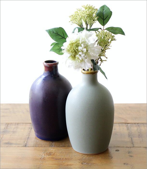 花瓶 フラワーベース 陶器 おしゃれ ボトルベース 花器 花入れ シンプル オブジェ 和 和風 波佐見焼 日本製 碧とみる色のボトルベース 2カラー  - メルカリ