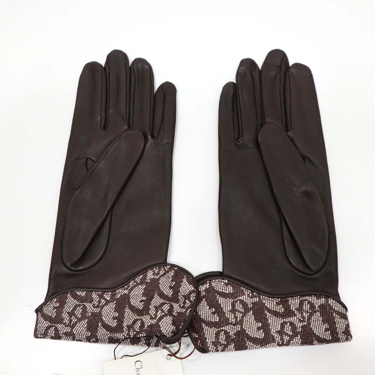 未使用 ディオール Christian Dior 手袋 キャンバス レザー トロッター  