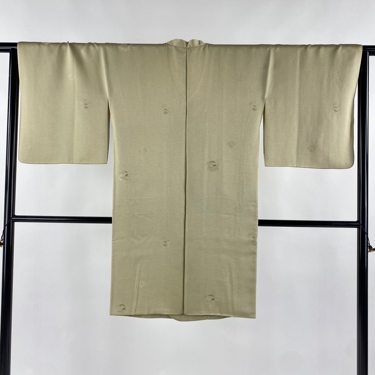 道行 身丈100cm 裄丈64.5cm M 和装コート 千代田衿 松竹梅 金銀糸 ベージュ 正絹
