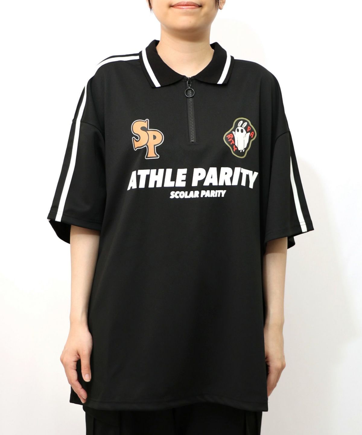 Tシャツ 新作 ScoLar Parity スカラー パリティ 352131 ハーフジップユニフォームTシャツ トップス 原宿系 個性的 ユニセックス ポイント 352131：ハーフジップユニフォームTシャツの通販-ScoLar