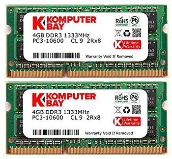【最安値，定番】 【中古】Komputerbay 8GB 1333MHz ノートPC用メモリ 204Pin SO-DIMM DDR3-1333 PC3-10600 4GB×2枚組 メモリー
