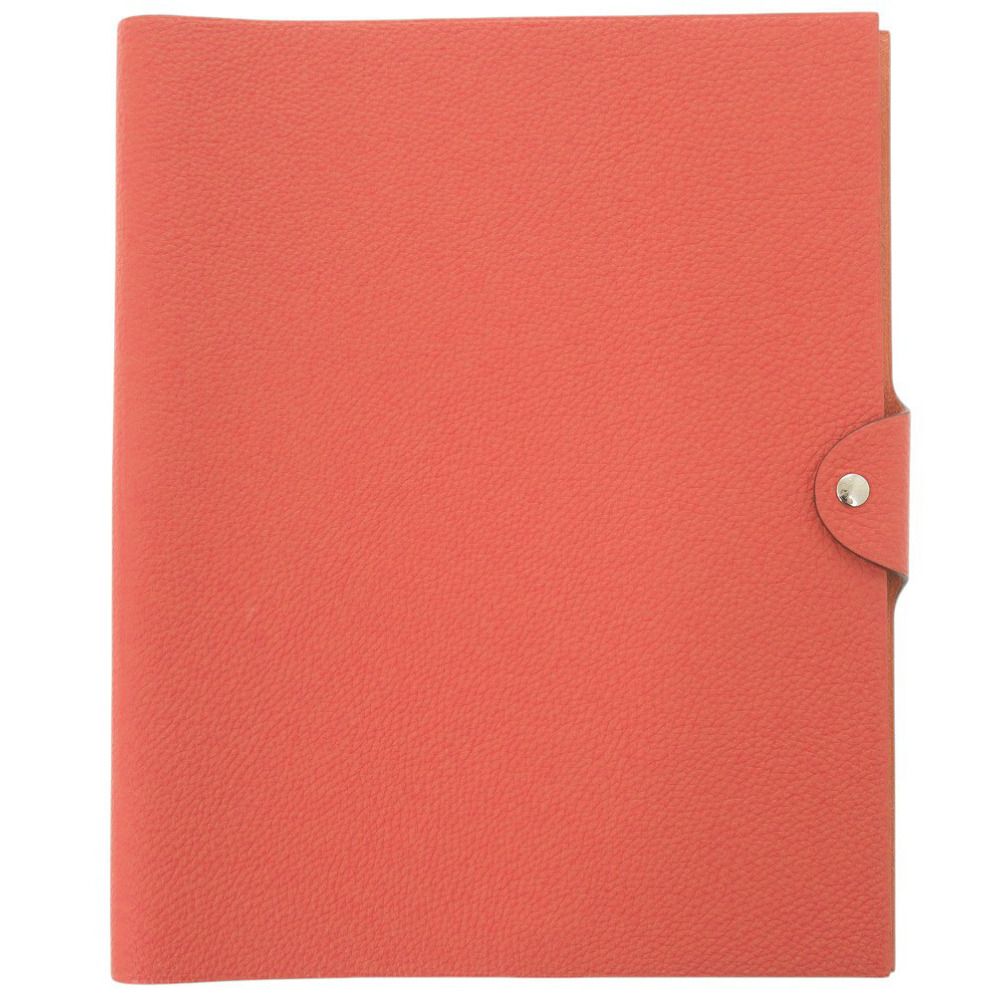 エルメス ユリスGM トゴ ルージュピヴォワンヌ シルバー金具 □R刻印 2014年製 手帳カバー 赤 0374 HERMES