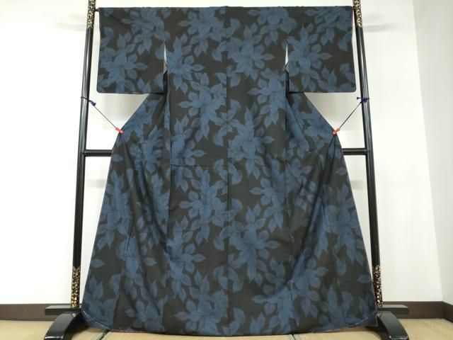 平和屋着物 本場大島紬 9マルキ 枝葉文 正絹 DAAW5471ud