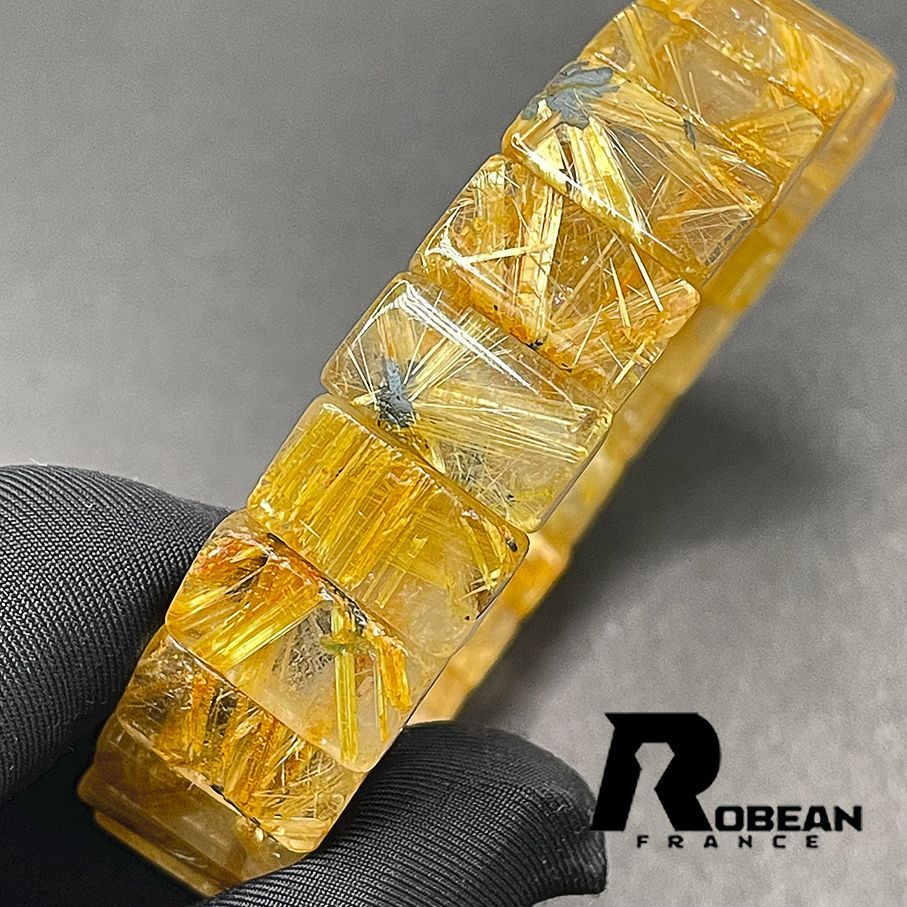 高級 EU製 定価10万円☆ROBEAN・太陽花タイチンルチルバングル☆黄金針