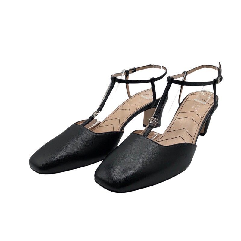グッチ GUCCI GGロゴストラップパンプス 723446 ブラック×SV金具