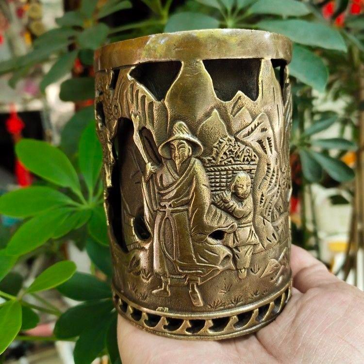 銅器 二重透かし彫りの筆箱 書道具 文房具 工芸品 美術品 置物 銅器 二重透かし彫りの筆箱 書道具 文房具 工芸品 美術品 置物 2