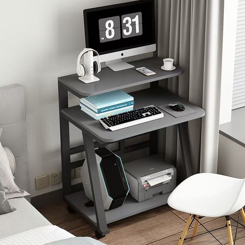 小さなコンピューターデスクテーブルホームミニモバイルデスクモダンベッドルームスタディシンプルな二層デスクトップシンプル