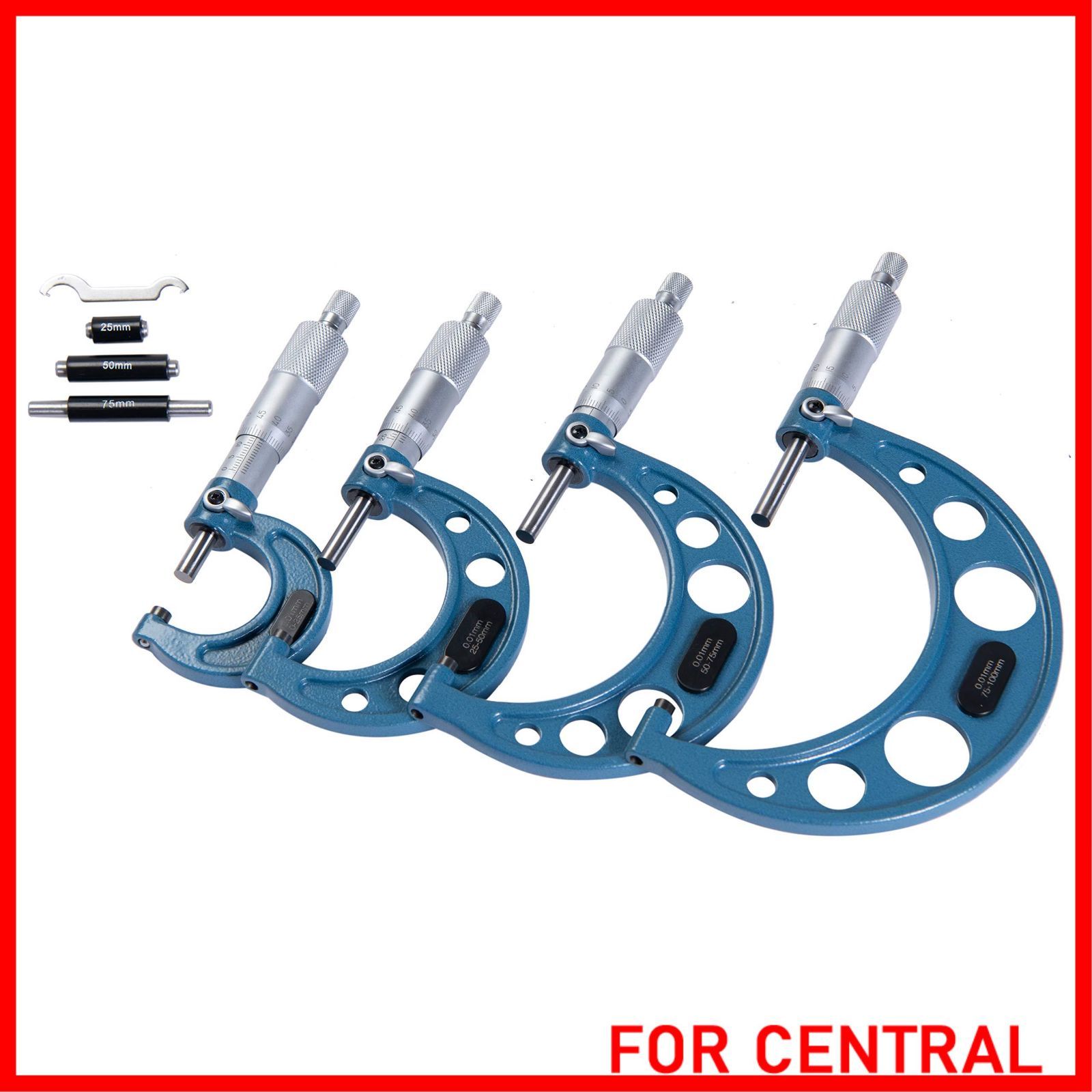 【特価】Beslands マイクロメーター 厚み測定器 0~100mm 0.01mm 外側マイクロメーターセット 四本組 マイクロゲージ ケース付き