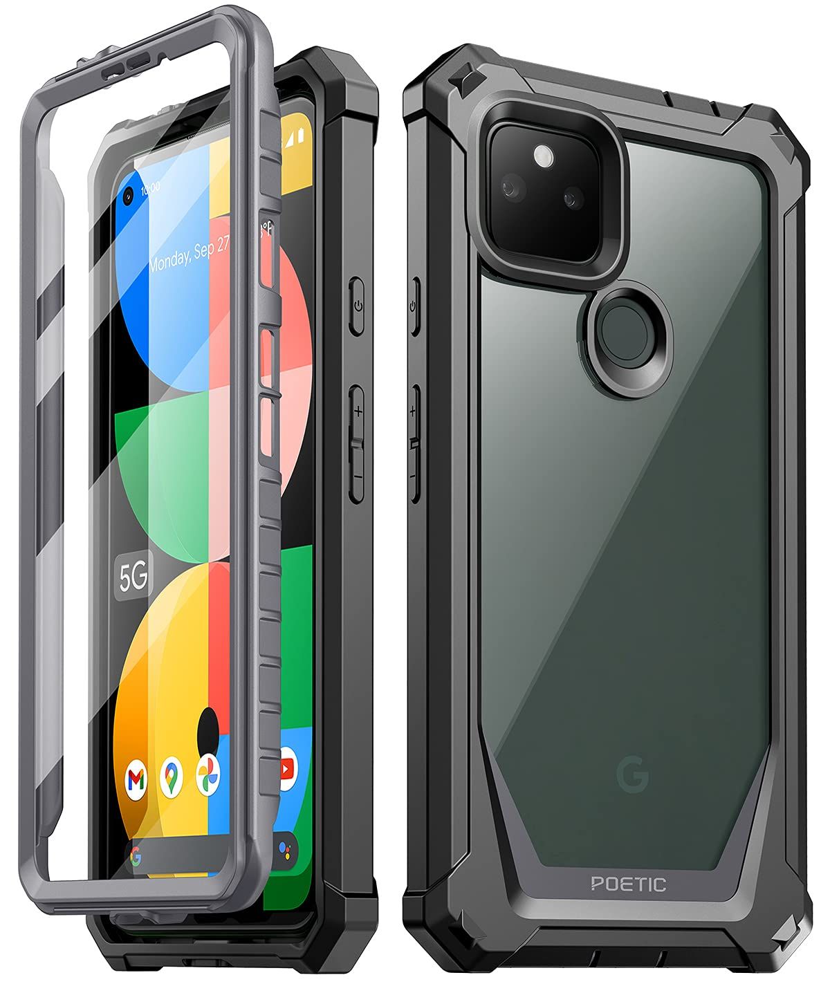 【人気定番，爆買い】 Poetic Guardian シリーズ ケース Google Pixel 5A 5G用 フルボディハイブリッド耐衝撃バンパーカバー スクリーンプロテクター内蔵 ブラック [ブラック] ソフト・ハードケース