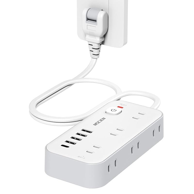 エムサインMscien 延長コード 1m 電源タップ 6個AC口 4個USB-A 1個USB-C コンセントタップ タコ足配線 電源コード 電源タップ スイッチ付き 雷ガード 横差し 蛸足コンセント たこあしコンセント 分