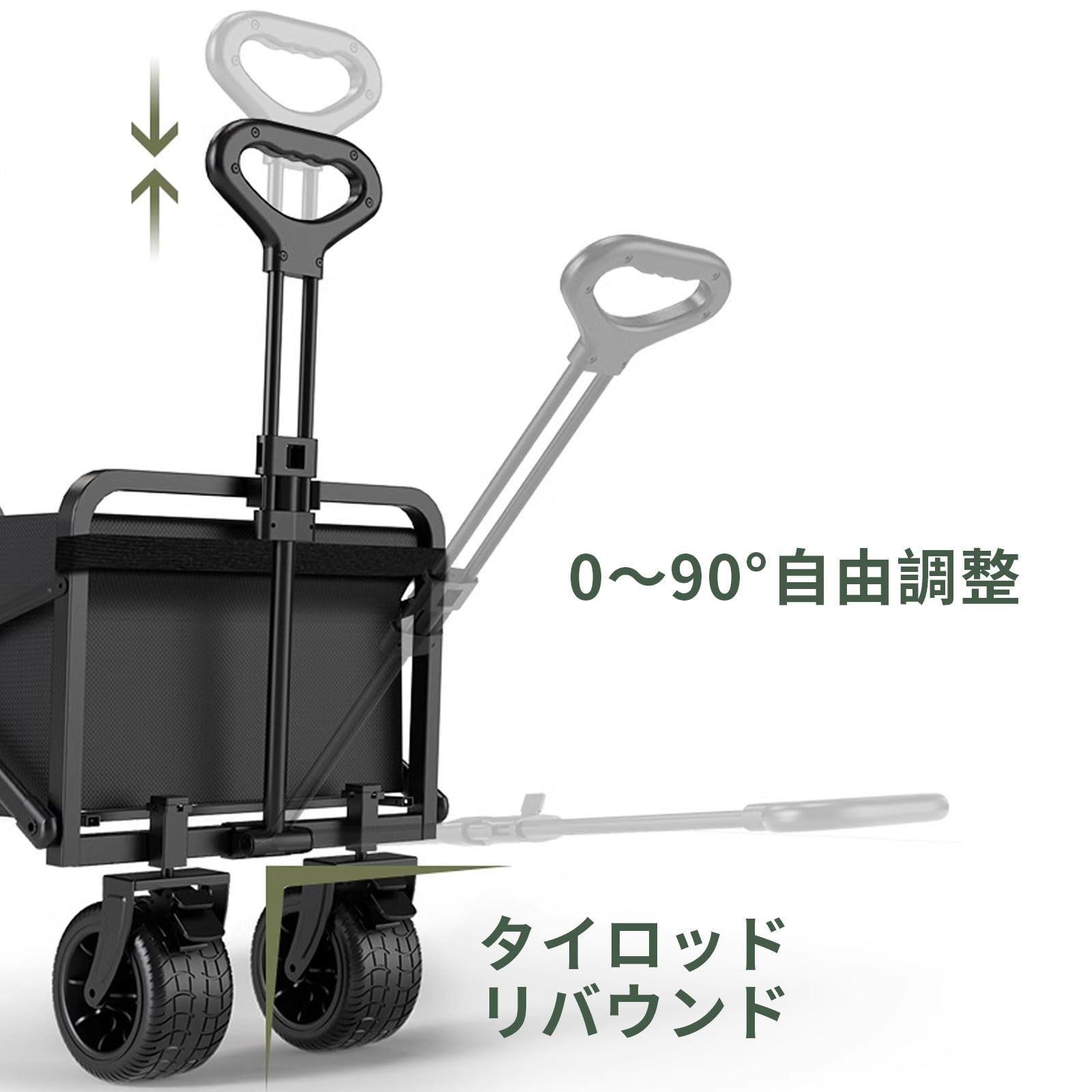 取り外し可能タイヤ ブレーキ付き 折りたたみ キャンプカート