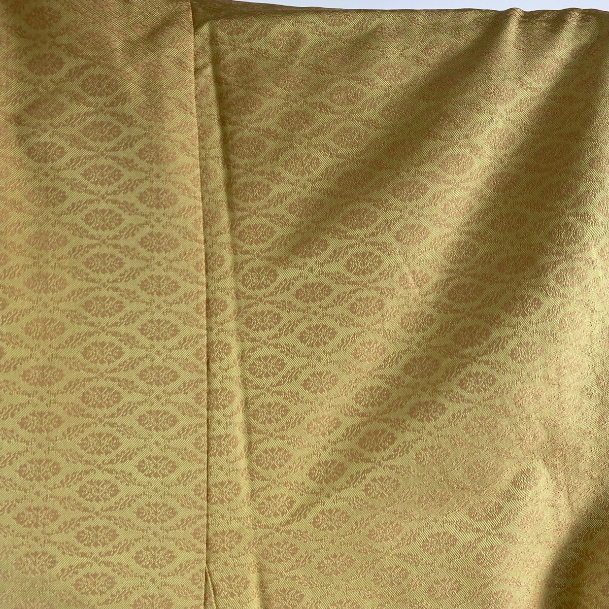 小紋 身丈165cm 裄丈64.5cm M 袷 華文 幾何学模様 からし色