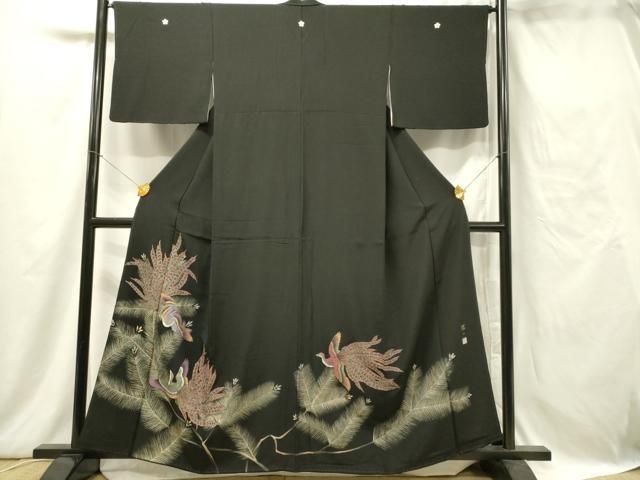 作家物　姫　正絹黒留袖　155cm　k338 作家物姫正絹黒留袖155cmk338