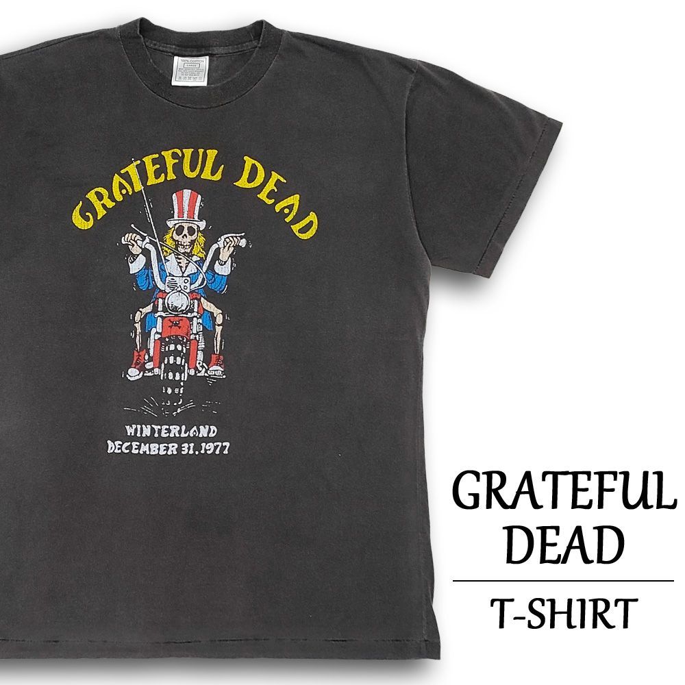 グレイトフルデッド Tシャツ 半袖 GRATEFUL DEAD フェード ブラック サイズ：メンズ L WINTERLAND TOUR バンドTシャツ ロックTシャツ 大きいサイズ 【新品】