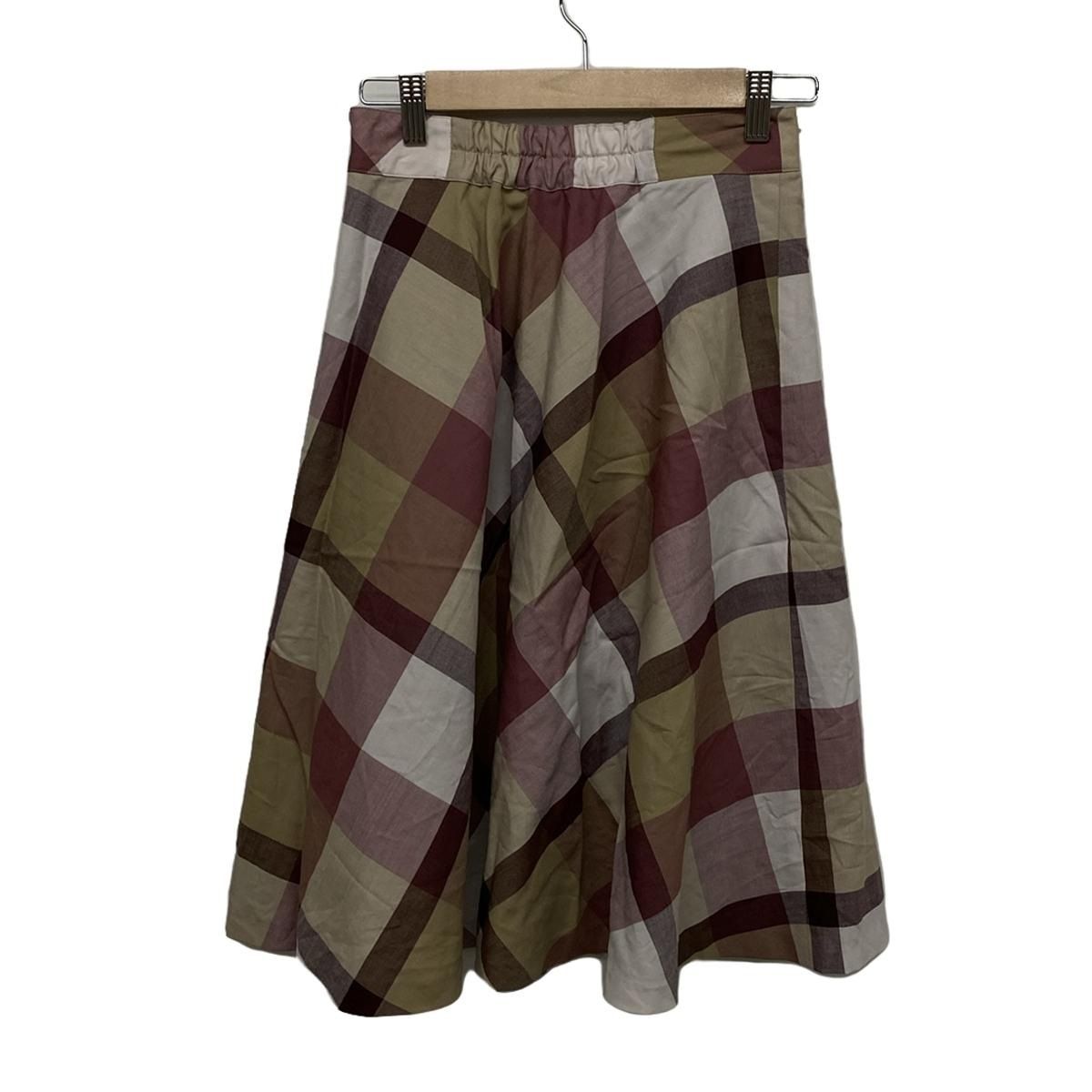 BURBERRY BLUE LABEL (バーバリーブルーレーベル) チェックミディスカート レッド サイズ:38