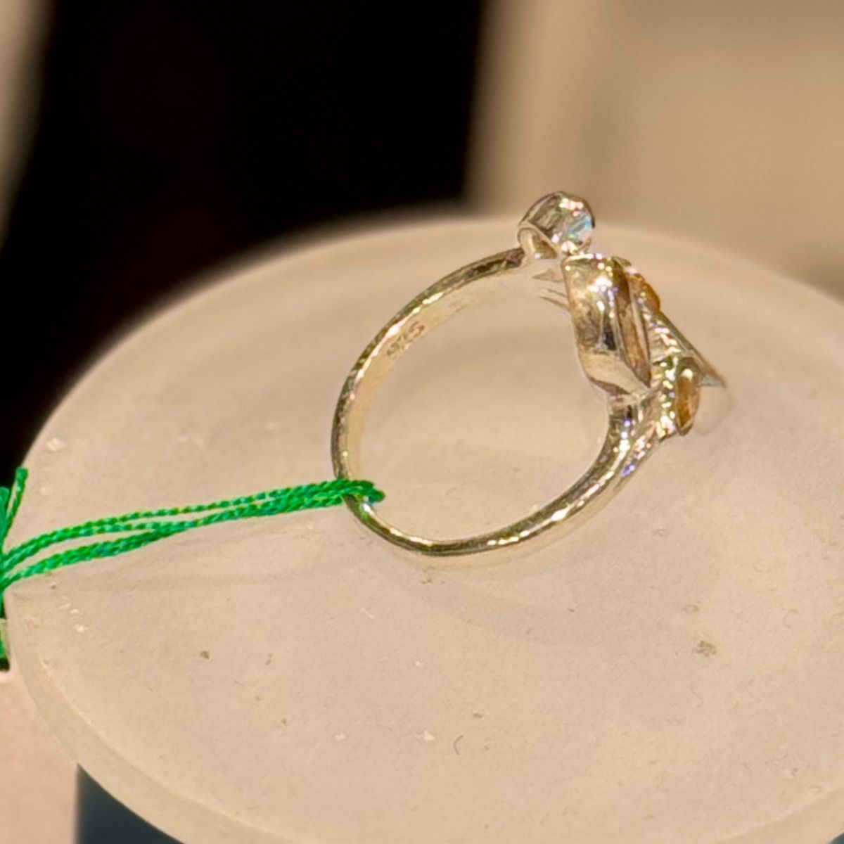 シルバーリング イエローストーン シルバー925 13号 天然石 925刻印  